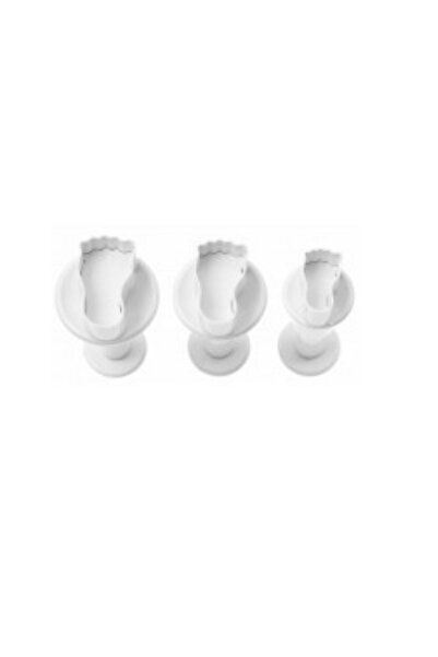 hobs Mini Bebek Ayağı Basmalı Enjektörlü Kurabiye Kalıbı 3 Parça