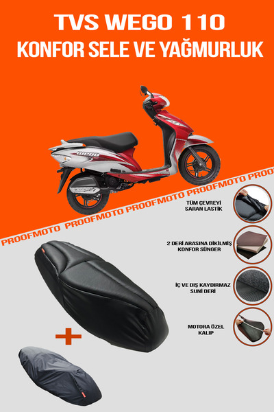 PROOFMOTO Tvs Wego 110 Comfort Seat and Raincoat Cover