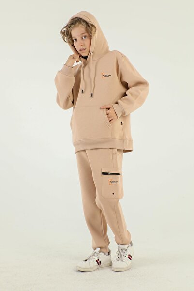 Black One Σετ φόρμας για αγόρι με κουκούλα και τσέπες Cargo και λεπτομέρεια εκτύπωσης