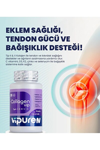 Vipuren CollagenVip – 5 Tip Hidrolize Kolajen, Ceramid+Elastin, Hyaluronik Asit, Vitamin & Mineral