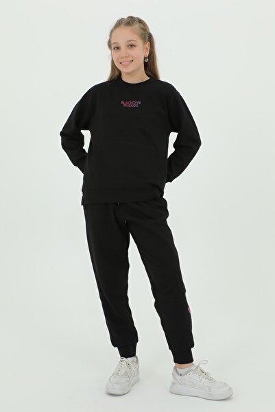 Black One Λεπτομερές σετ αθλητικής φόρμας από καουτσούκ με στάμπα με λαιμόκοψη Crew