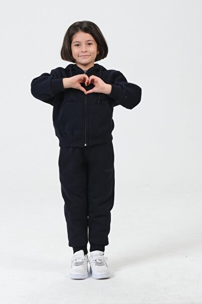 Black One Girl's Hooded Tracksuit Set