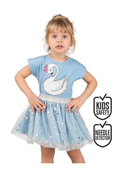 MSHB&G Star Swan Girl's Tulle Tutu Fluffy Blue Summer Dress