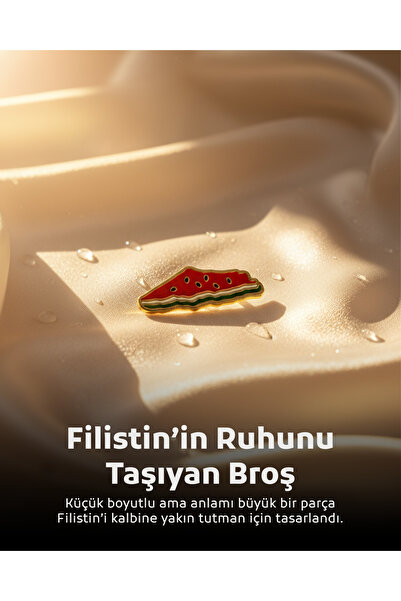 Zaytoon Yaka Rozeti, Filistin Haritası Karpuz Dilimi Tasarımlı Metal Rozet, Y...