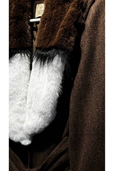 Tebrikler tekstil yeni sezonlu kadın kışlık şık ceket bilezik ve yaka kürklü model M9024