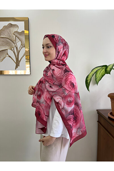 YILDIZ SCARFS Gül Desen Soft Pamuk Şal Vişne Çürüğü