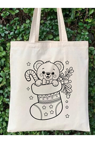 Cemira Boyama Çanta Yılbaşı Yeniyıl Boyama 35*40 Çanta Boyanabilir Anaokulu Çocuk Etkinlik Boyama