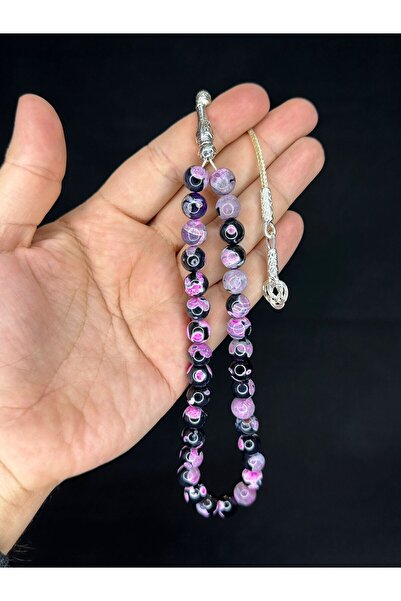 Anemore Collection اللون الوردي - العقيق الأسود مع قطع مسبحة من الحجر الطبيعي...