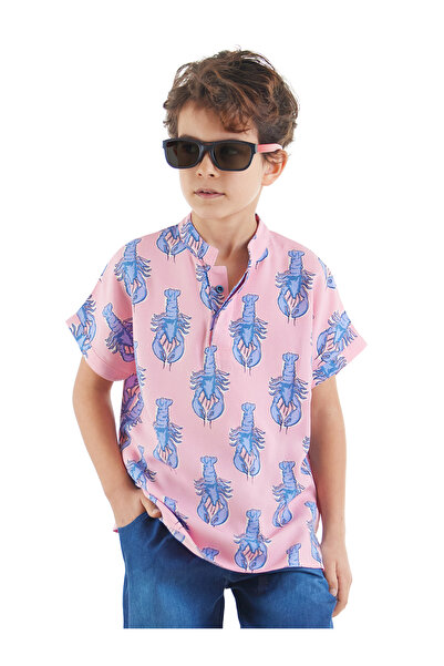 MSHB&G Lobster Boy's Pink Short Sleeve Summer Shirt