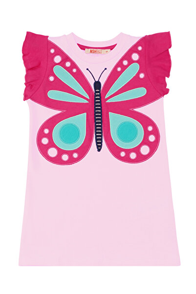 MSHB&G Pembe Kelebek Kız Çocuk Yazlık Fırfırlı Elbise