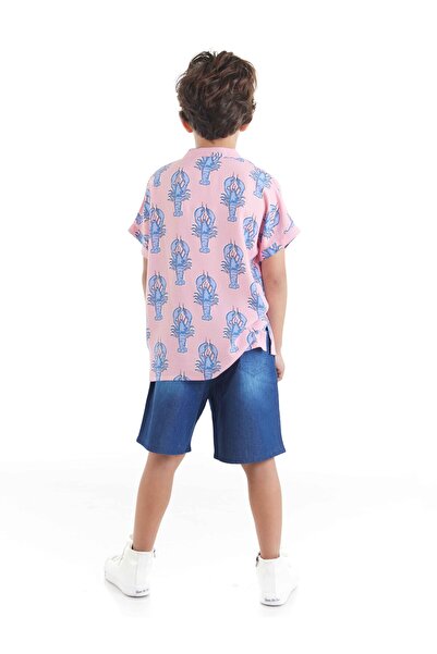 MSHB&G Lobster Boy's Pink Short Sleeve Summer Shirt