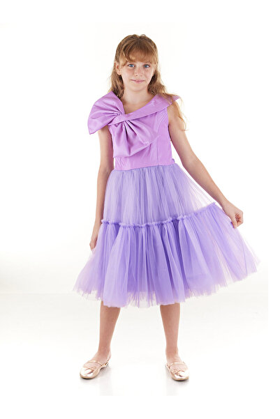 Daisy Bow Detailed Tutu Fluffy Girl's Evening Dress
