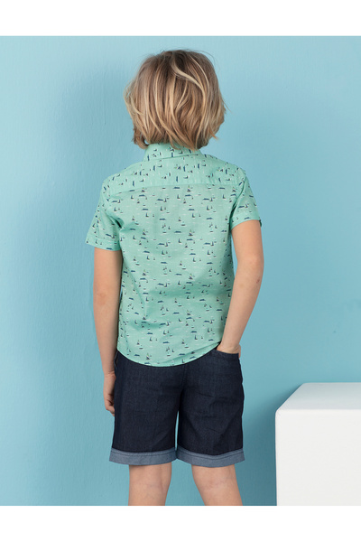 Ollie&Olla Sailboat Turquoise Boy's Shirt