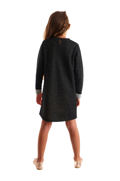 MSHB&G Черна зимна рокля за момиче с шарка на еднорог - с крила