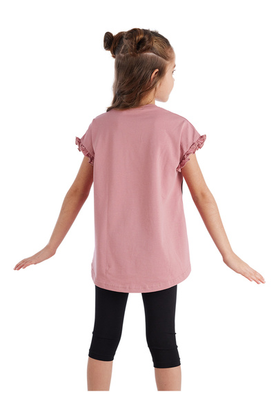 MSHB&G Love Cat Frilly Pink and Black Girl's T-shirt and Leggings Set