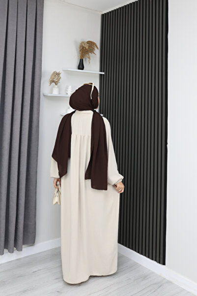 OKTAYUSTA COLLECTİON Μεβλάνα φόρεμα με μισό πόδι μπροστά, πουκάμισο με γιακά και ρόμπα, μπεζ