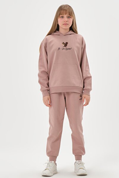 Black One Дівчачий спортивний костюм з капюшоном і вишивкою