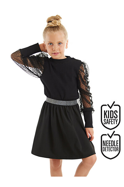 MSHB&G Black Tulle Girl's Turtleneck Blouse Skirt Set
