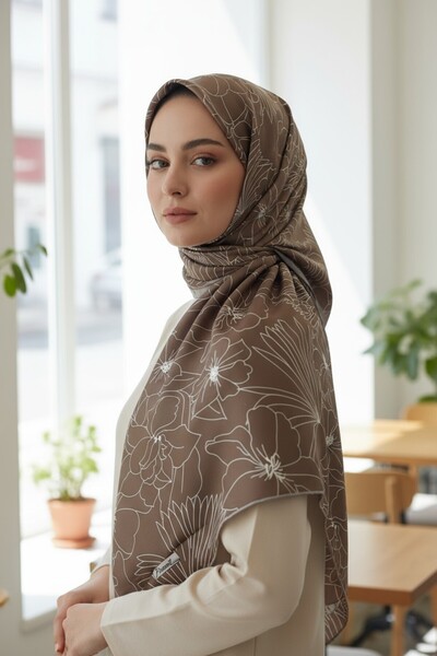 Onur وشاح - منتج جديد هرمي لوكسر ذو لونين من الحرير بمظهر رايون من القماش بخط...