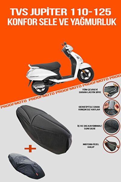 PROOFMOTO Tvs Jupiter 110 مقعد مريح وغطاء معطف واق من المطر