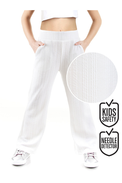 Denokids Girl's Pipe Leg Ecru Basic Sweatpants