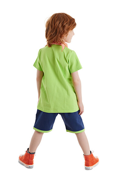 Denokids Set bandana pentru copii, tricou și pantaloni scurți cu model 3D, verde
