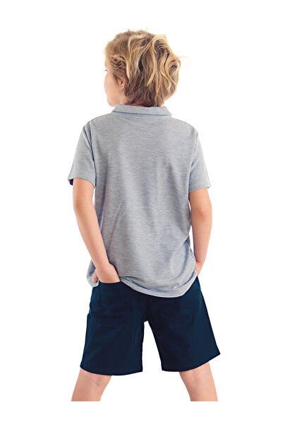 MSHB&G Set tricou cu gât polo și pantaloni scurți din Gabardine pentru băieți - Shark