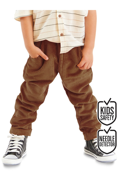 Denokids Boy's Corduroy Mustard Elastic Trousers