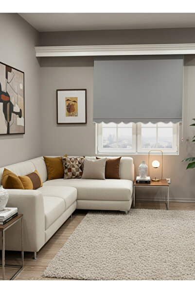 Brillant Stor Perde Kalın Kumaş (KETEN) Açık Gri (ALÜMİNYUM KASA BORU)