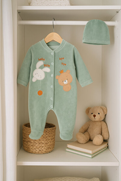 La Pera Baby PLAY TIME NAKIŞLI KADİFE BEBE TULUM