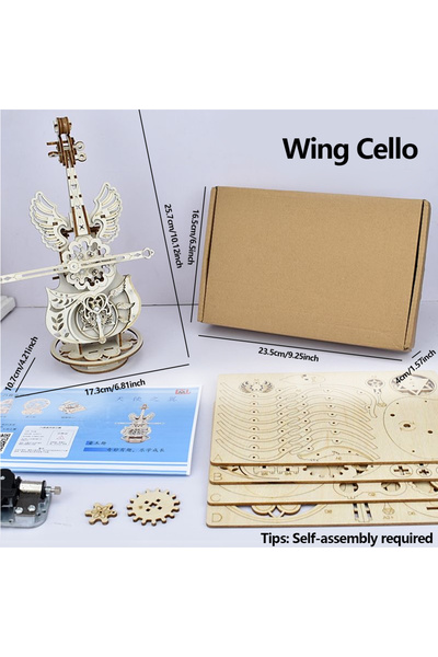 Choice Wing Cello 3D Puzzle Wooden Cello Model DIY Assembly Violin Music Box Building Kits Home Living Room