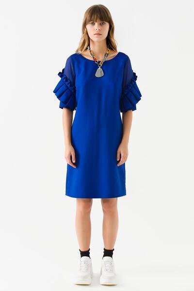 Jus De Pommes Women's Saxe Collar Tie-Up Contrast Dress