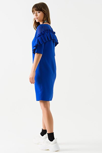 Jus De Pommes Women's Saxe Collar Tie-Up Contrast Dress