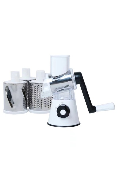 Choice آلة تقطيع وتقطيع الخضار اليدوية البيضاء متعددة الوظائف مع 3 أسطوانات حادة