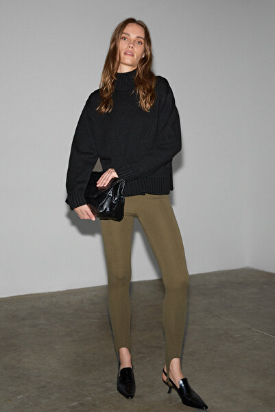 GRIMELANGE Joyita Women's Turtleneck Oversize Knitwear Black Sweater