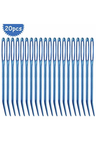 Choice مجموعة إبر حياكة MIUSIE الزرقاء، 20 قطعة، إبر حياكة ذات عيون كبيرة، إبر ذات أطراف منحنية، دبابيس خياطة، DIY H