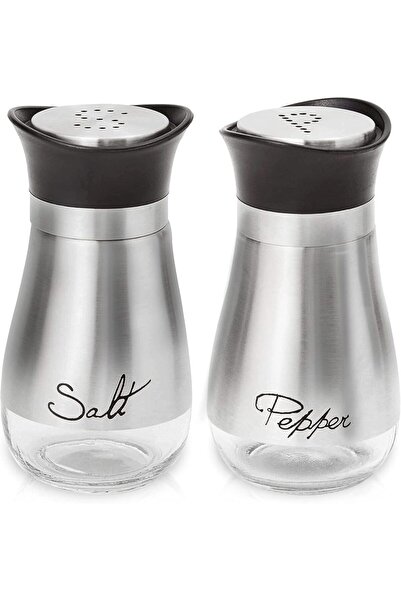 Choice طقم فضي من علبتي ملح وفلفل، وبرطمانات بهارات للمطبخ، 4 أونصات من بهارا...