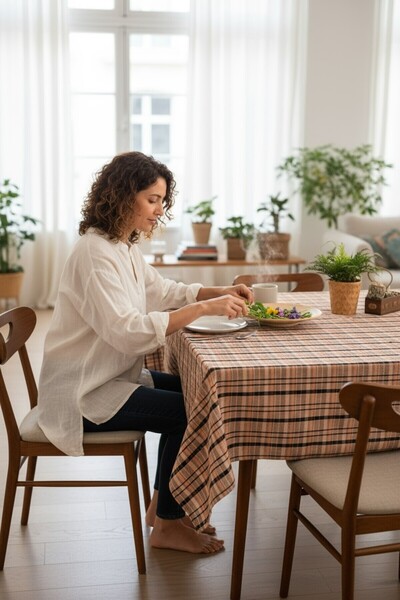 DNRYSL Cotton Plaid Tablecloth, Easy to Clean, Suitable for Kitchen, Living Room and Balcony Use 140X200 Cm.