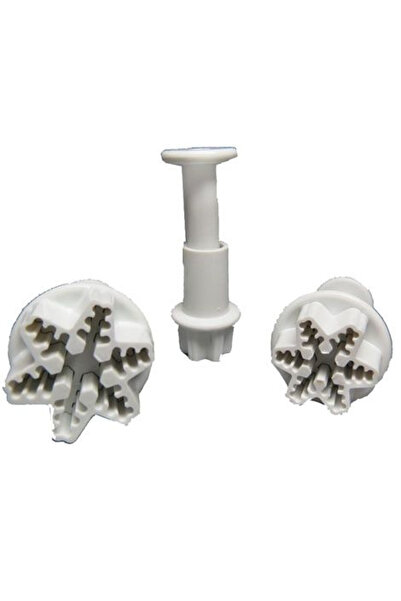 Genel Markalar Mini Kar Tanesi Yılbaşı Basmalı Enjektörlü Kurabiye Kalıbı 3 Parça