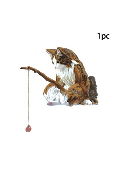 Choice حوض سمك بني معلق على شكل قطة صيد، زينة مكتبية إبداعية، متعة صيد الأسما...