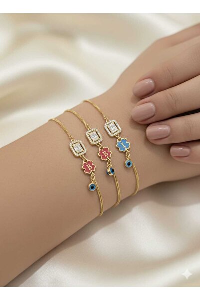 Papatya Silver 925 Ayar baget taşlı harf bileklik.nazar bileklik.rose.gold.rodaj