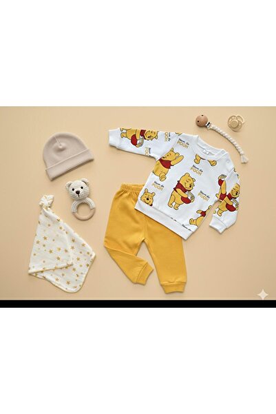 nikuby Unisex Bebek Winnie The Pooh %100 Pamuk Alt Üst Takım | 6-9-12 Aylık