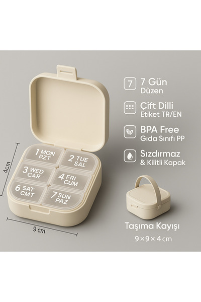 Home 7 Bölmeli Taşınabilir İlaç Kutusu – Haftalık Günlük Hap ve Vitamin Düzen...