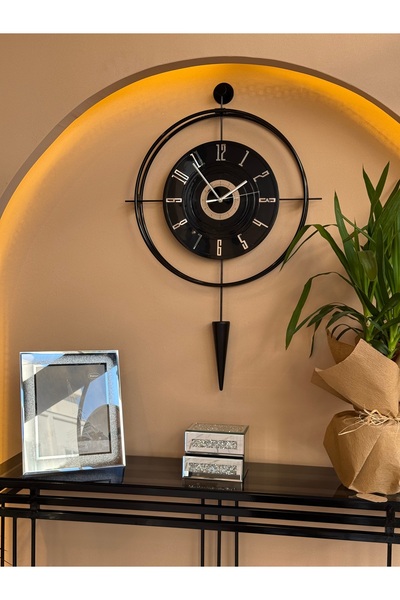 MetaQuartz Aksesuar Blackberry Lavinya-Kablosuz Pilli LED (Quartz Mekanizma)-(50x85)- Modern Dekoratif Metal Duvar Saati