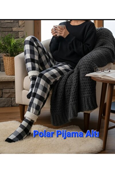 POLAR PİJAMA ALT PAÇA PELÜŞ BEL LASTİKLİ