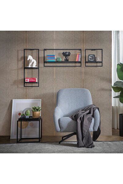 MİLVAKİ Siyah Kare Dekoratif Duvar Rafı | Minimalist Metal Raf Tasarımı