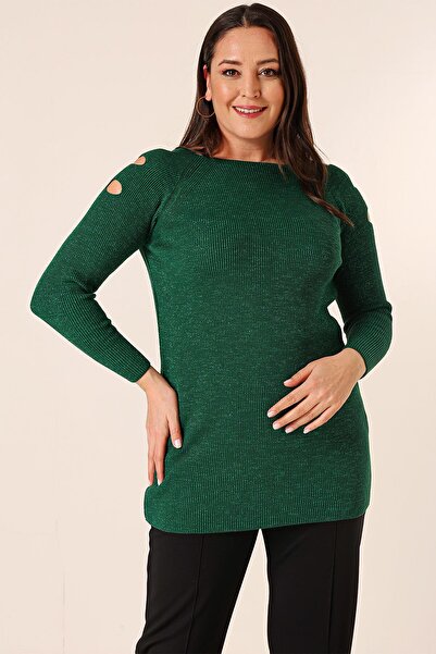 By Saygı Off-the-Shoulder Plus Size Sports Tunic Sweater