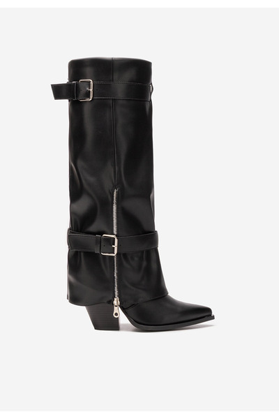 B T Shoes Cizme cu toc gros Daizi negre