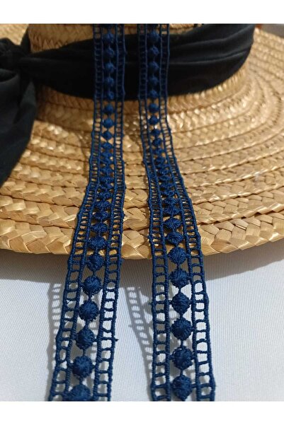 ULUPAMİR Lacivert Nakışlı Aplik Şerit-2cm