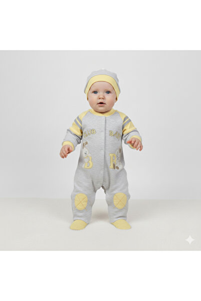 GİRL EMELY بدلة أطفال مع قبعة، 100% قطن، مطرزة بلونين